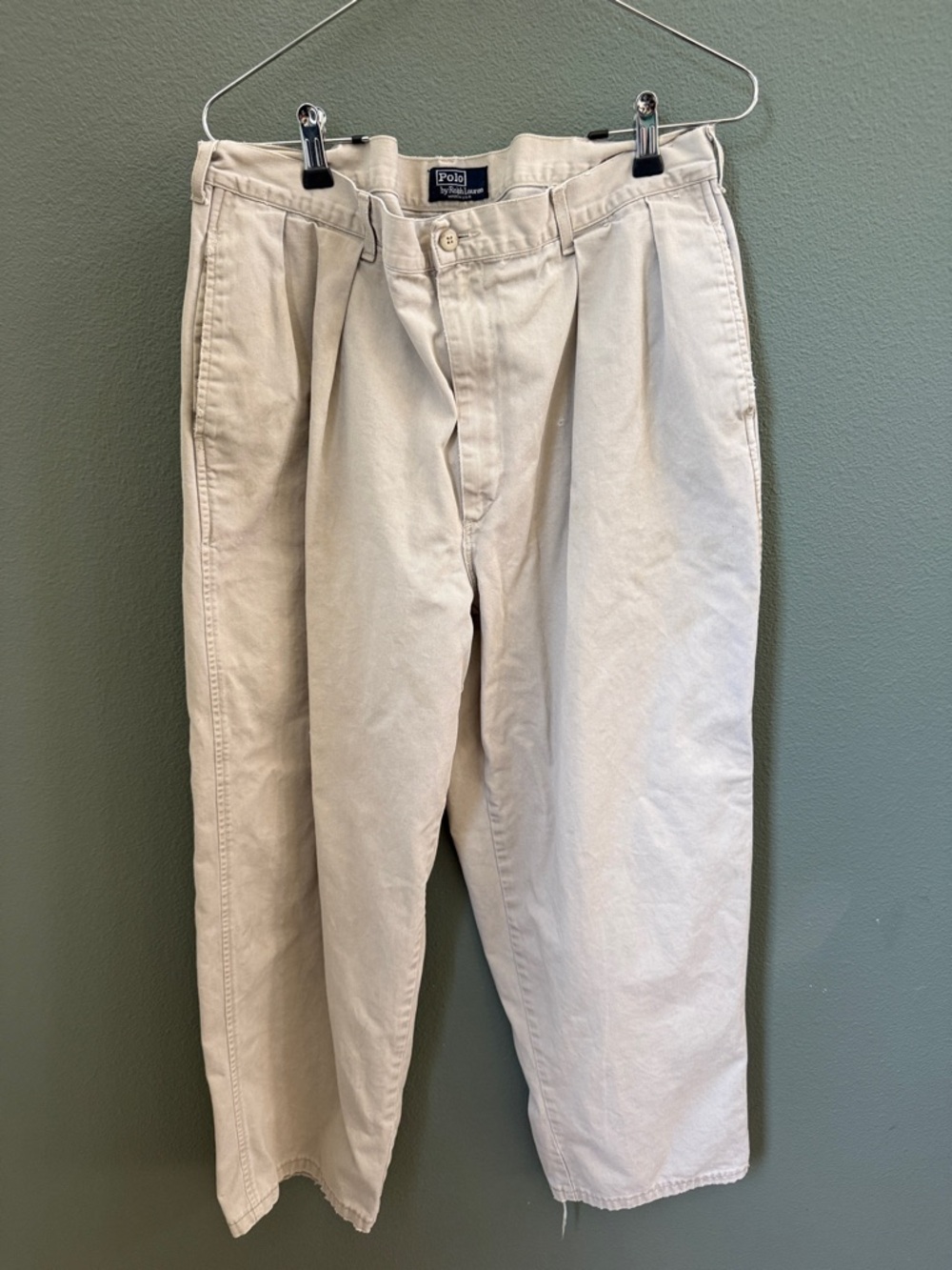 Vintage Polo by Ralph Lauren Men’s Beige Pleated Cotton Pants Sz 36